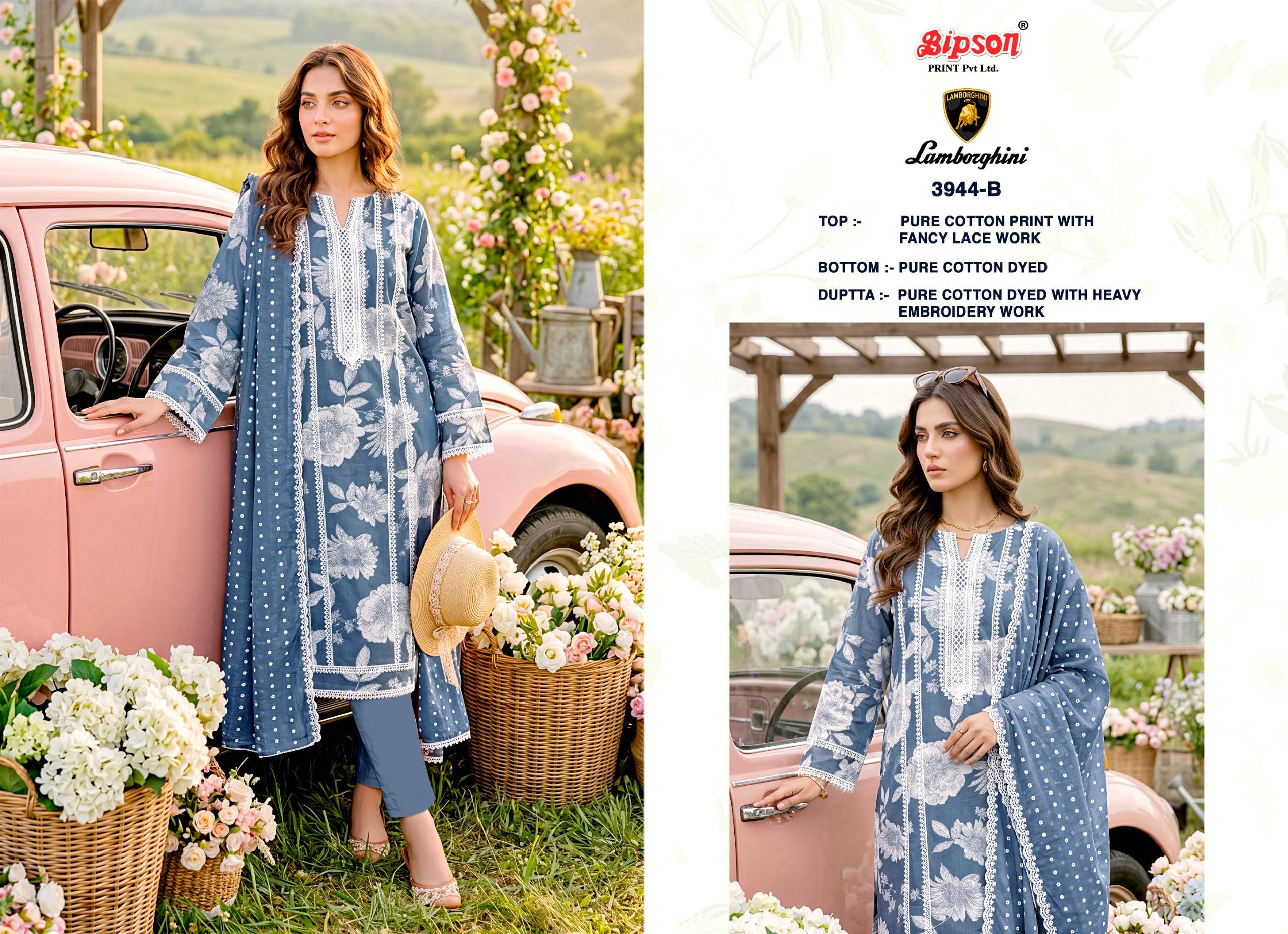 LAMBORGINI 3944 Series By BIPSON PRINTS Stylish Beautiful Colourful Pure Cotton Dresses At Wholesale Price